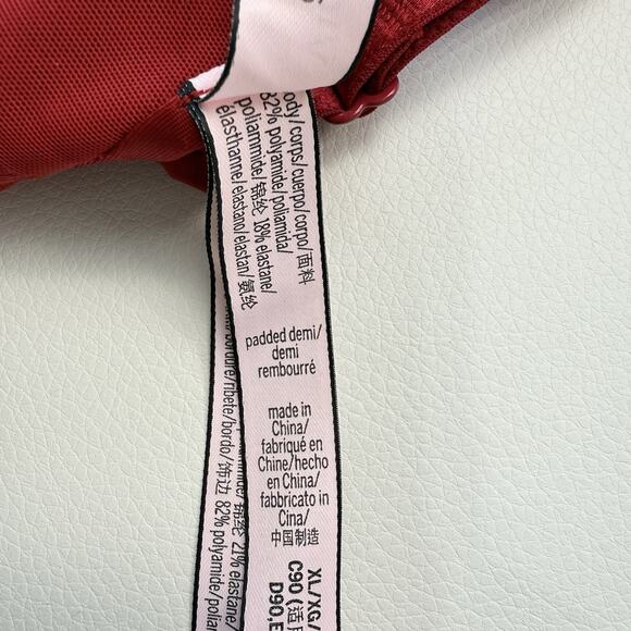 Victorias‎ Secret Padded Demi Bralette Size XL Red Pullover Wireless Lace Trim - Picture 4 of 4